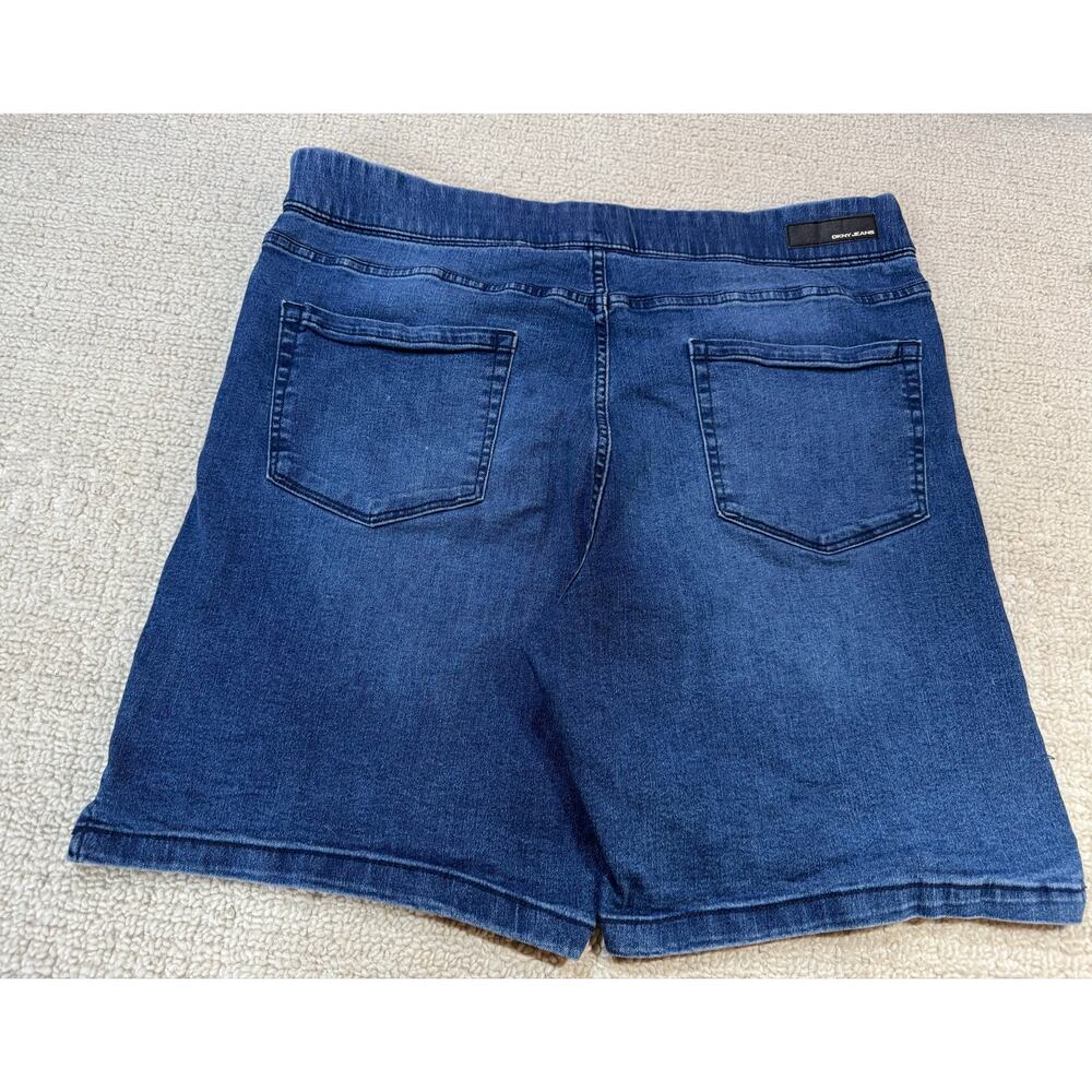 DKNY Jeans Womens XL Pull On Bermuda Shorts Stretch Denim Comfort Jorts Blue - Picture 2 of 10
